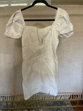 Astr White Smocked 
Skylar Puff Sleeve mini Dress